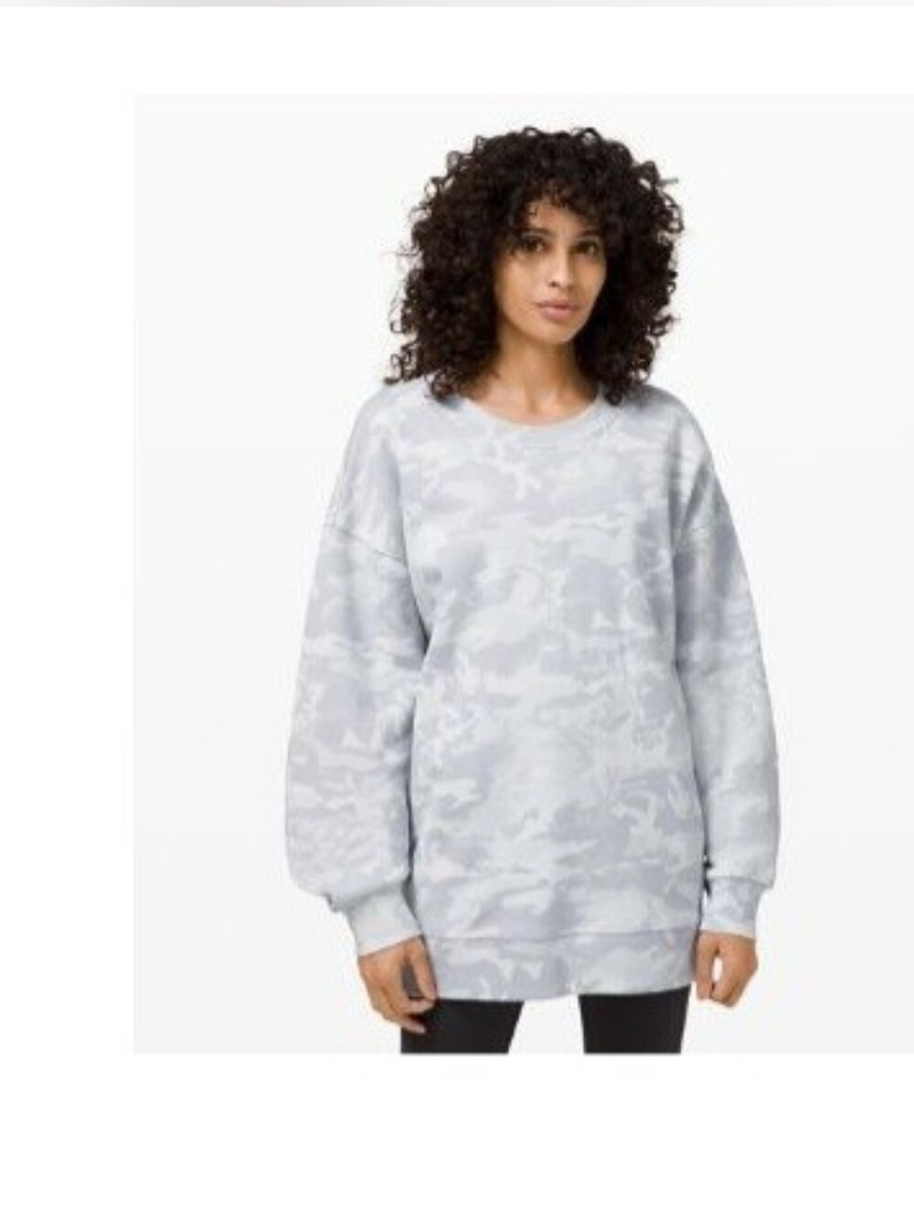 Lululemon Perfectly Oversized Crewneck Grey Camouflage Sweater Sz 18